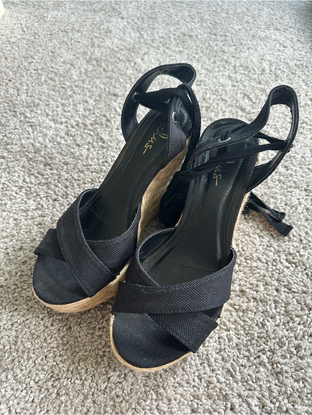 Lulus Lace-Up Espadrille Wedges